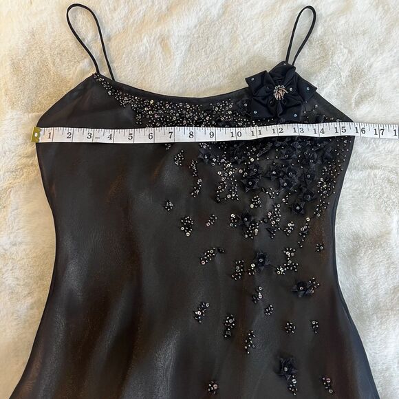 Joseph Ribkoff Vintage Cocktail Midi Gown Black Beaded Floral Women’s 6 RARE - Picture 10 of 12